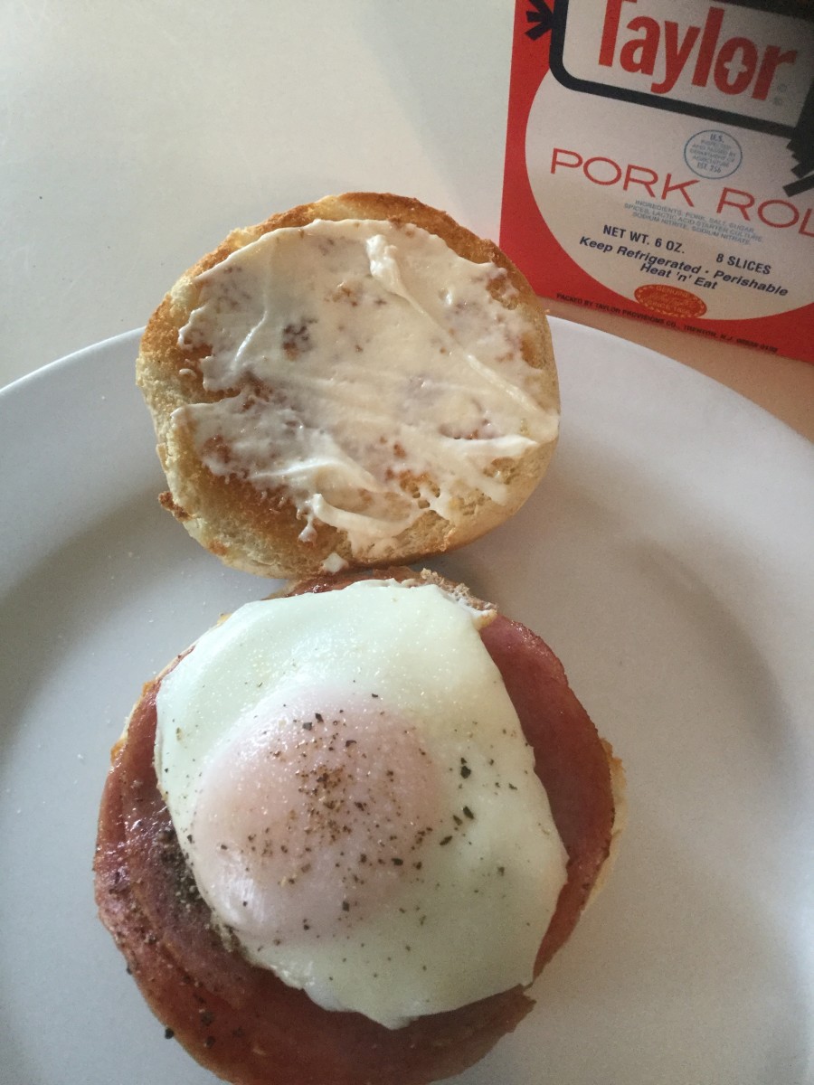 4) Place egg on top of Pork Roll, Salt and Pepper