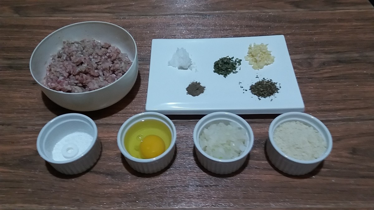 The ingredients for my own version of Greek keftedes.
