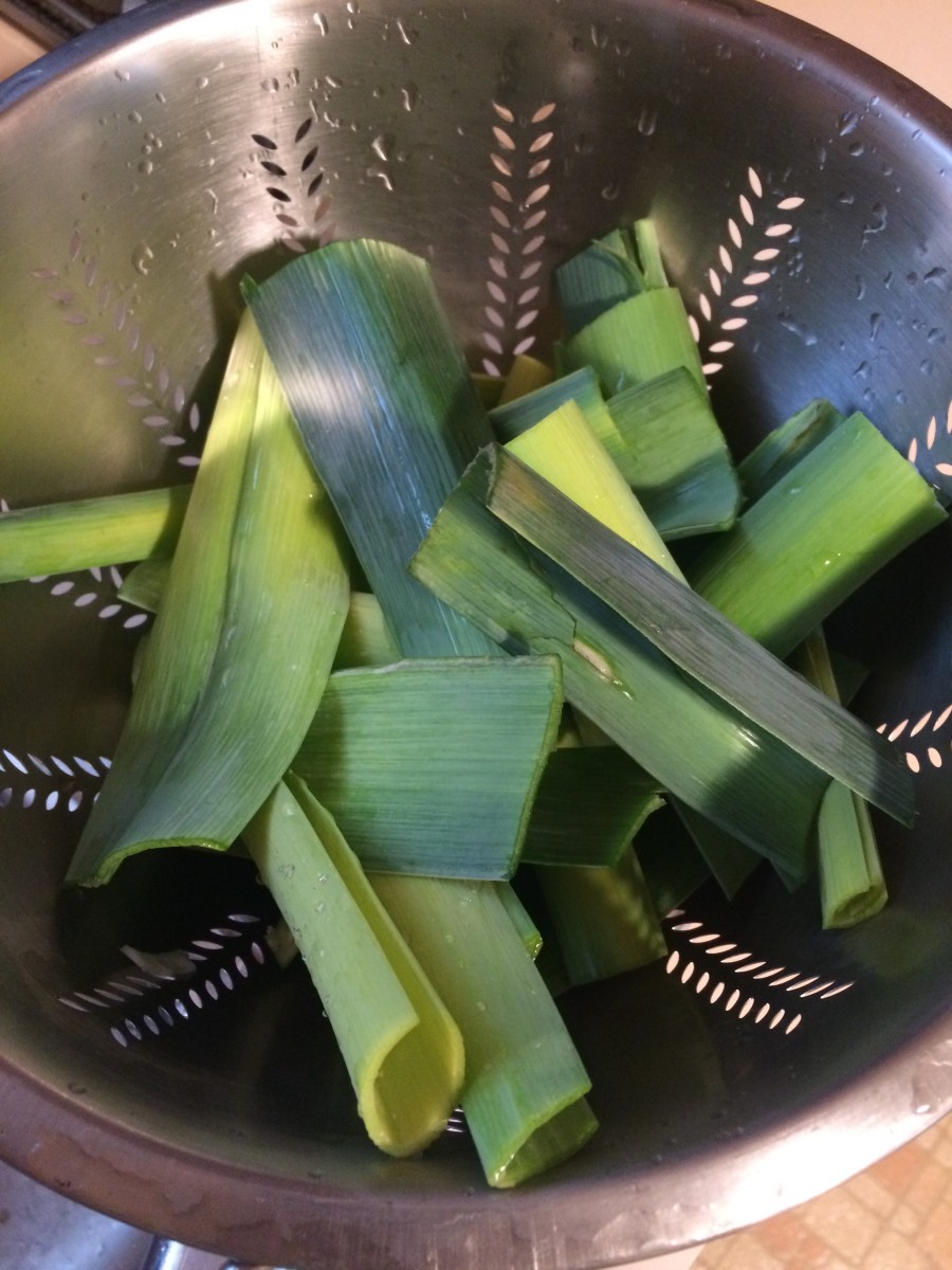 Cut and clean the tops of your leeks that'd you'd usually toss in the bin.  