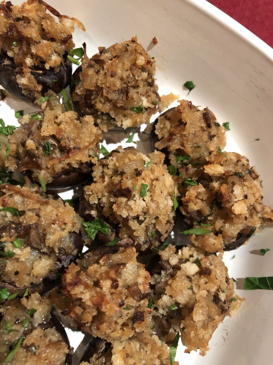 Melt-in-your-mouth stuffed mushrooms! Hot out of the oven and ready to eat! 