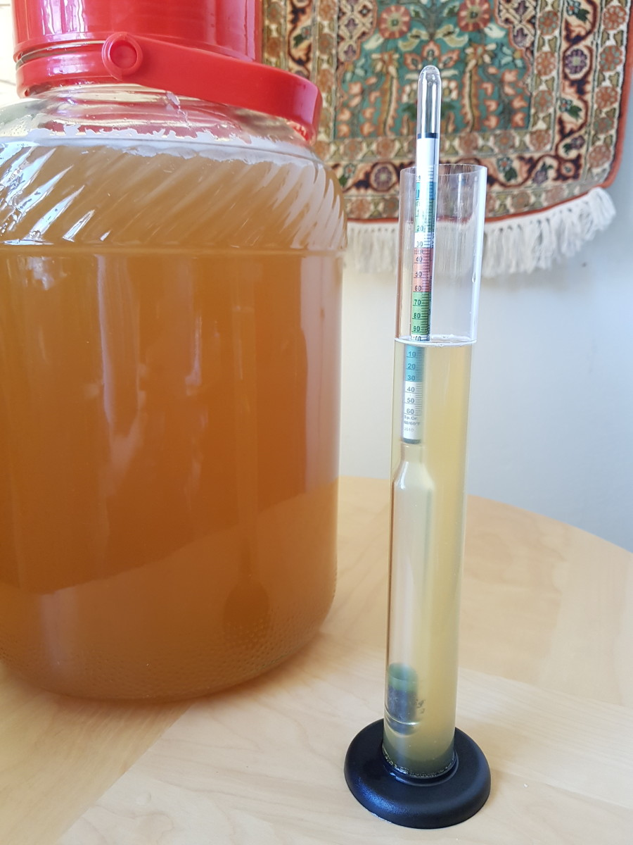 If you have a hydrometer, this will allow you to measure the alcohol content of your brew. Place the hydrometer into the mead and record the reading labeling this number Original Gravity (OG).