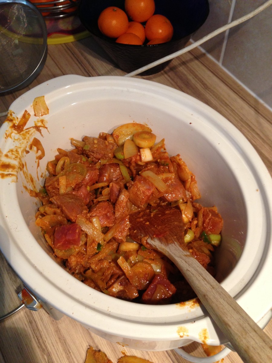 Base of the dish in the slow cooker