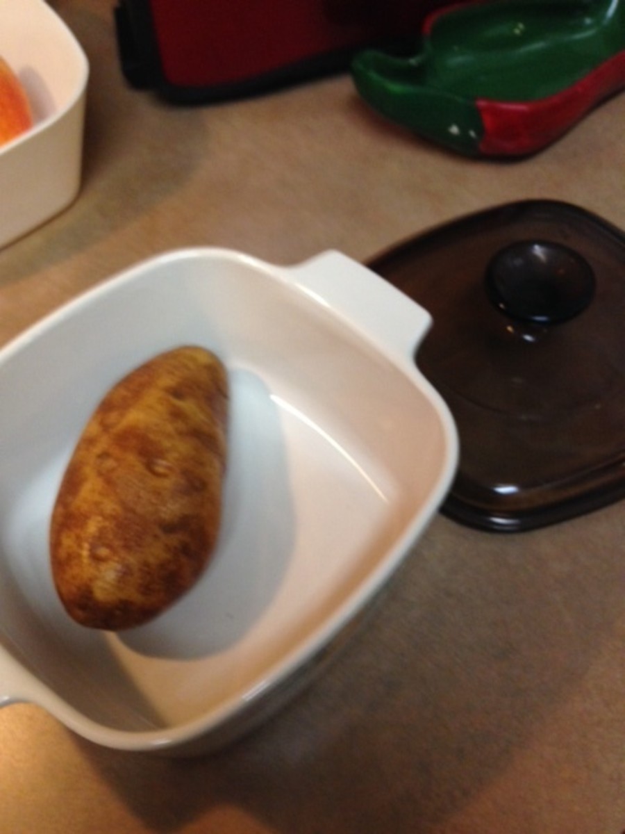 Microwave baked potato for 10 minutes