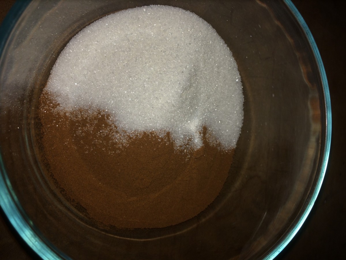 While the cookie dough is cooling, take the reserved cinnamon and sugar and mix together in a small bowl or container.