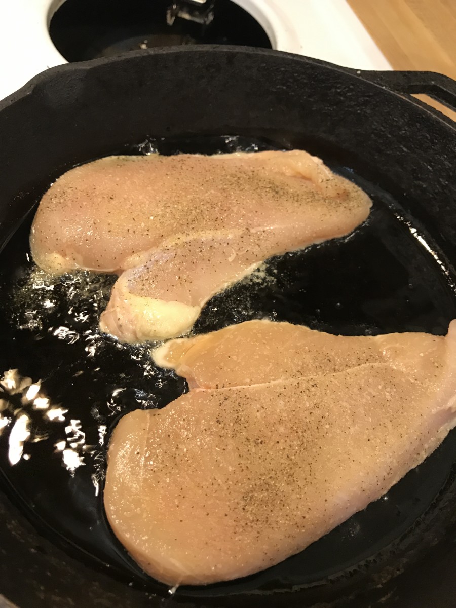 Don't overcrowd your skillet! Leave plenty of real estate around the chicken breasts in the skillet. This helps form a nice, golden, crusty exterior.