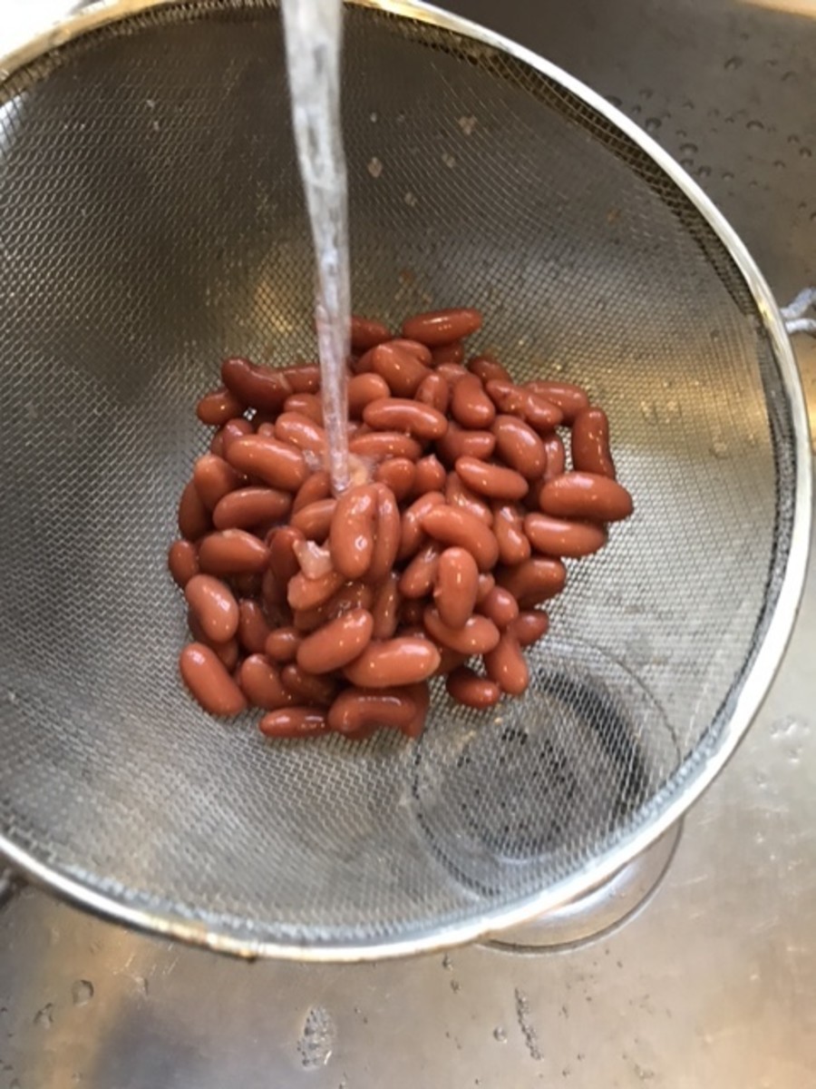 The second type of beans in this chili recipe are red beans. Make sure to rinse them.