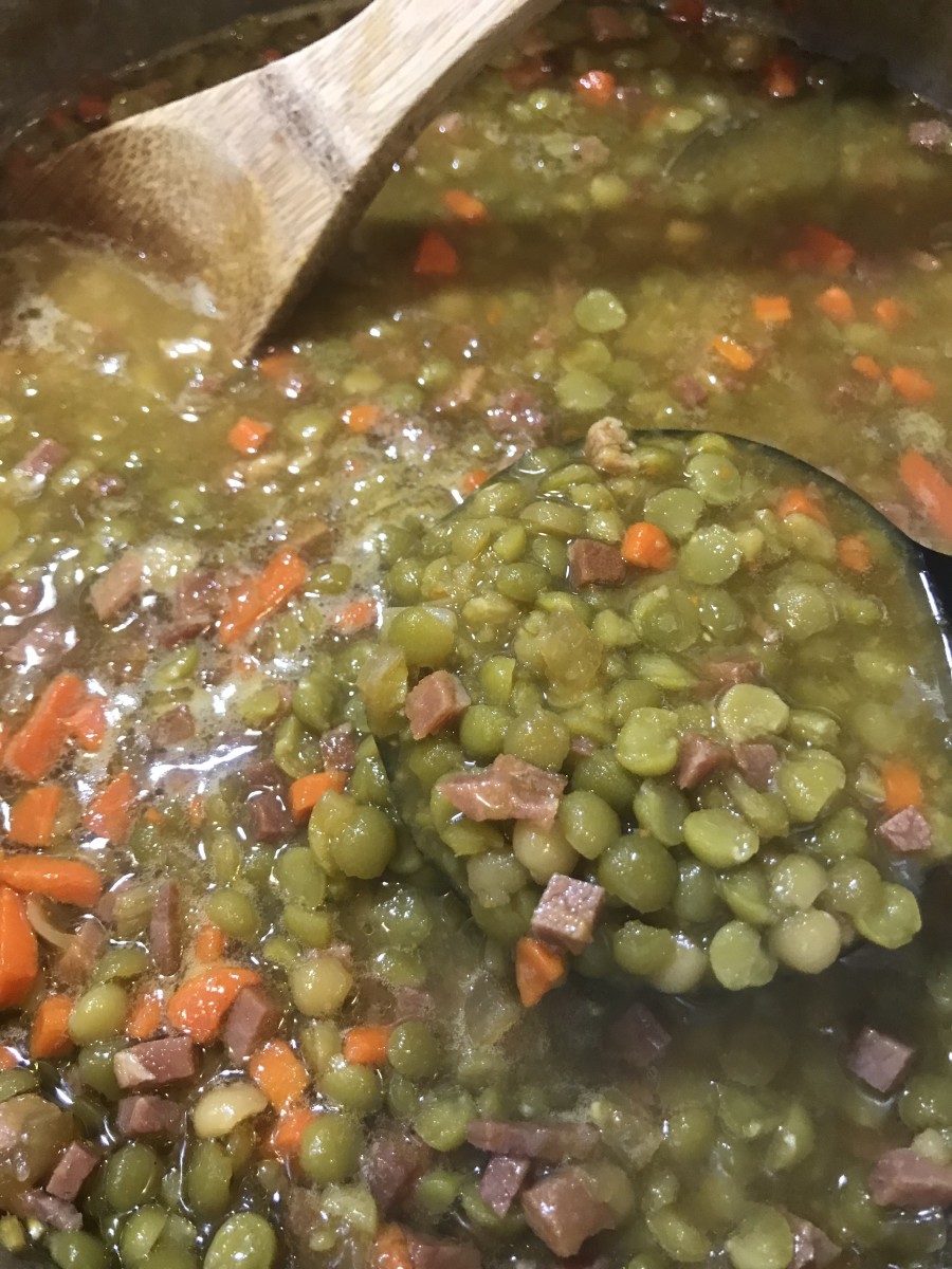 Perfect split pea and ham soup . I love this simple, nutritious and satisfying meal. Serve it with a big green salad and a loaf of crusty bread for a perfect meal.