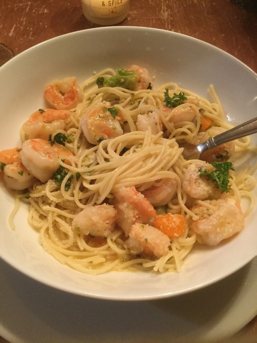 It's shrimp and pasta night!