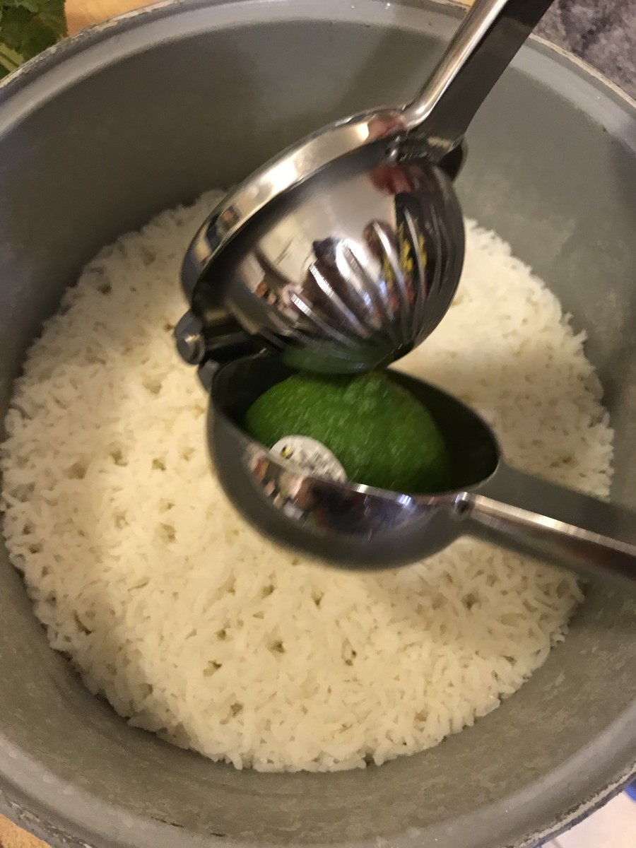 This isn't the time to skimp on ingredients—because there are so few ingredients, and the lime juice is a major component, spring for fresh limes. Squeeze the juice right over the top of the rice.