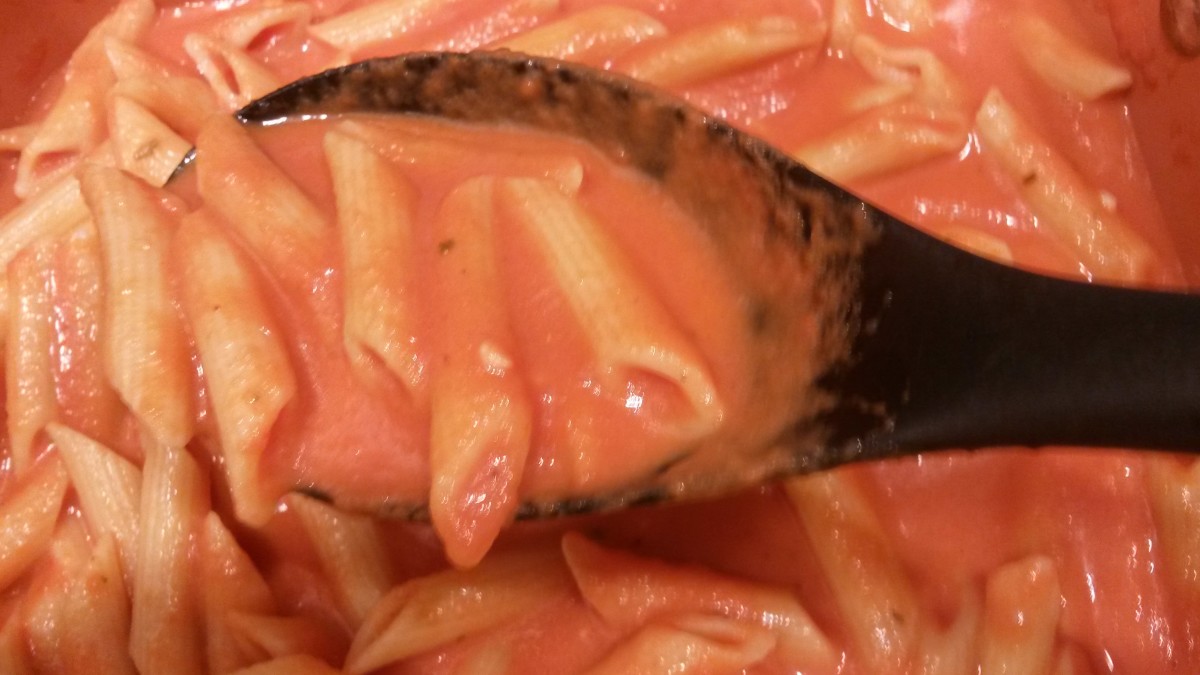 The recipe calls for heavy cream, which makes the sauce pink.