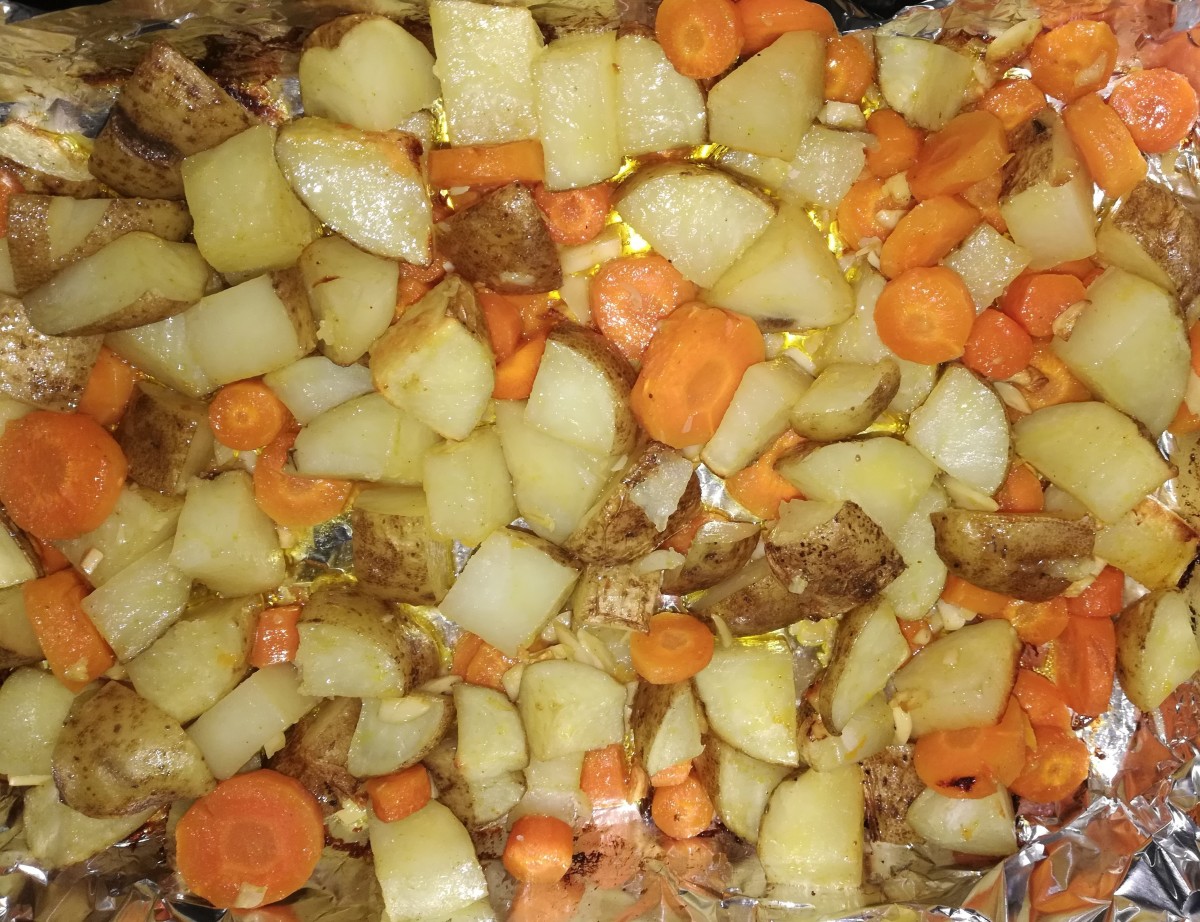 Roasted Carrots and Potatoes With Garlic
