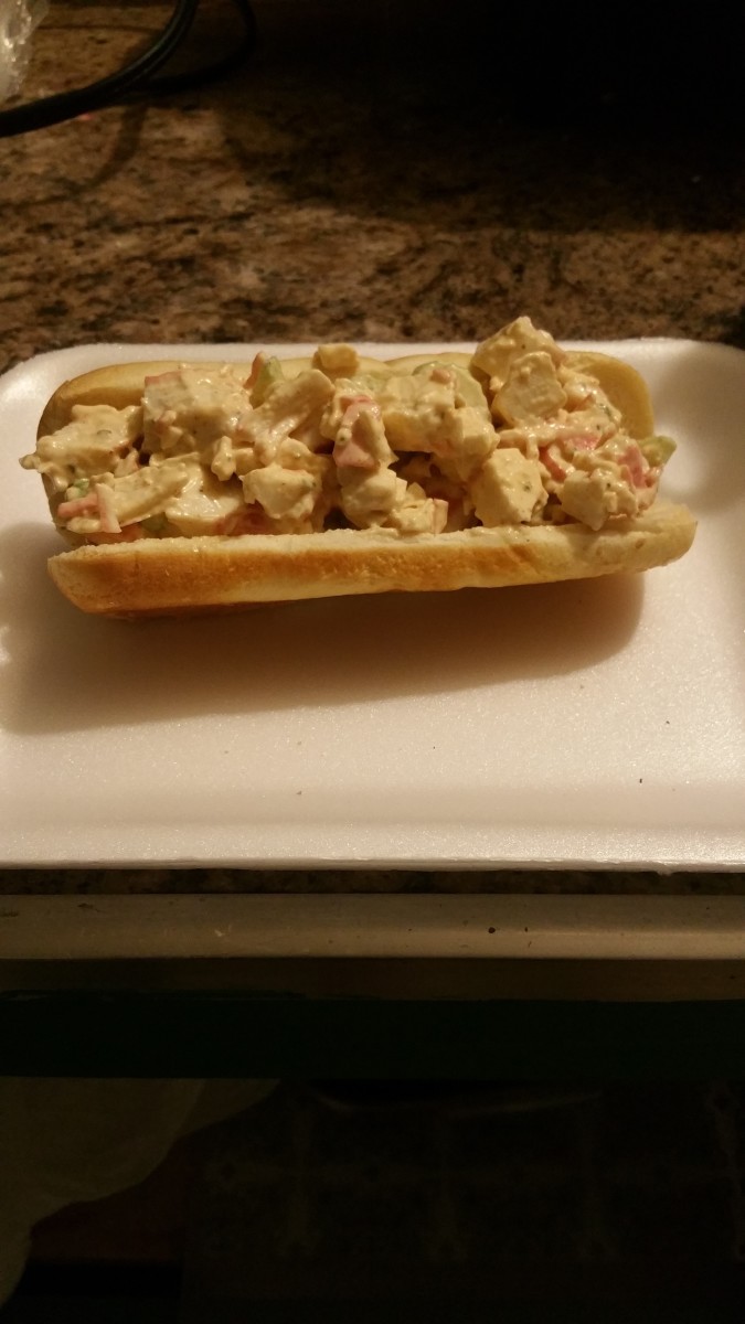 This imitation crabmeat sandwich was quick and easy to make and tasted fantastic. 