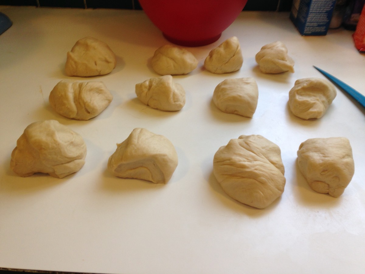 Divide the dough into 12 to 14 balls.  