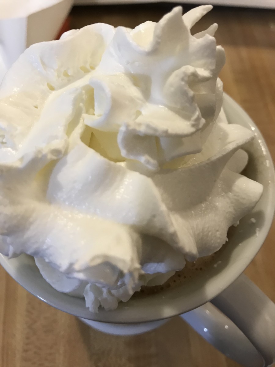 Most of the time I make my own whipped cream, but I have to admit I like the design the stuff from the can makes. Use what you like -- this is judgement free decadence.