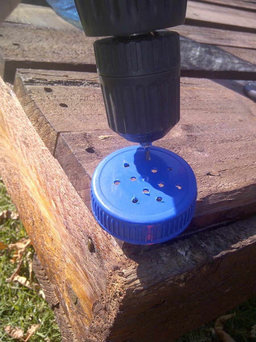 Drill small holes in cap.