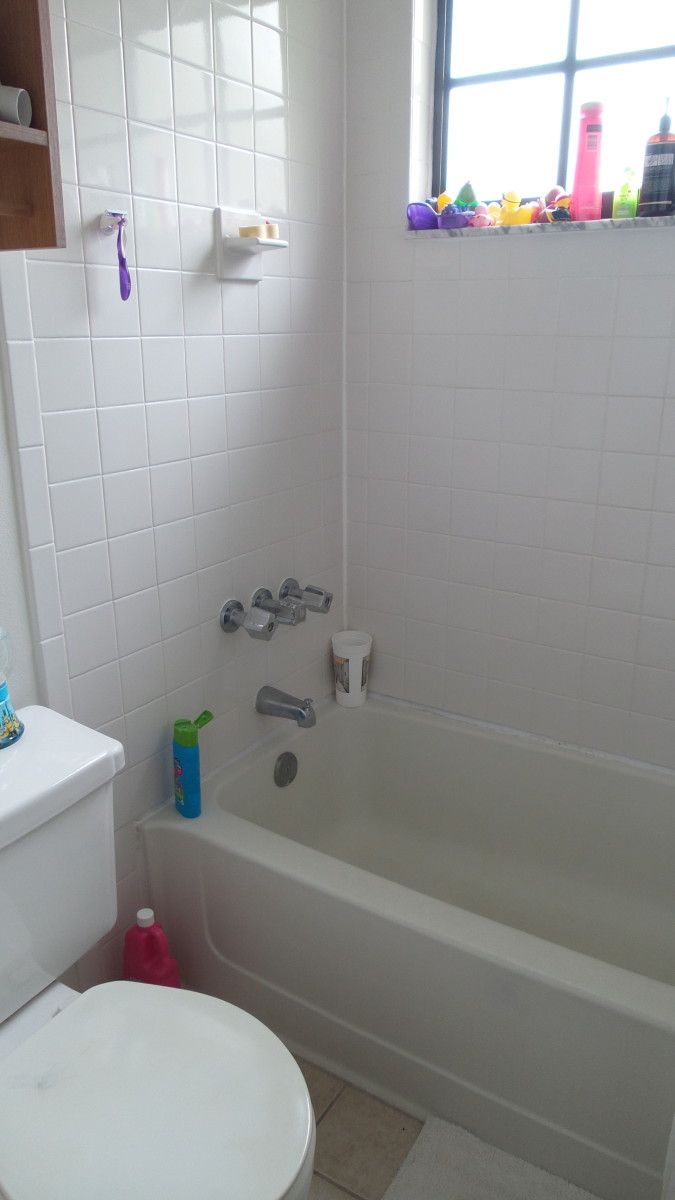 Make sure to check grout and caulk around the tub and shower.  Photo by AMB