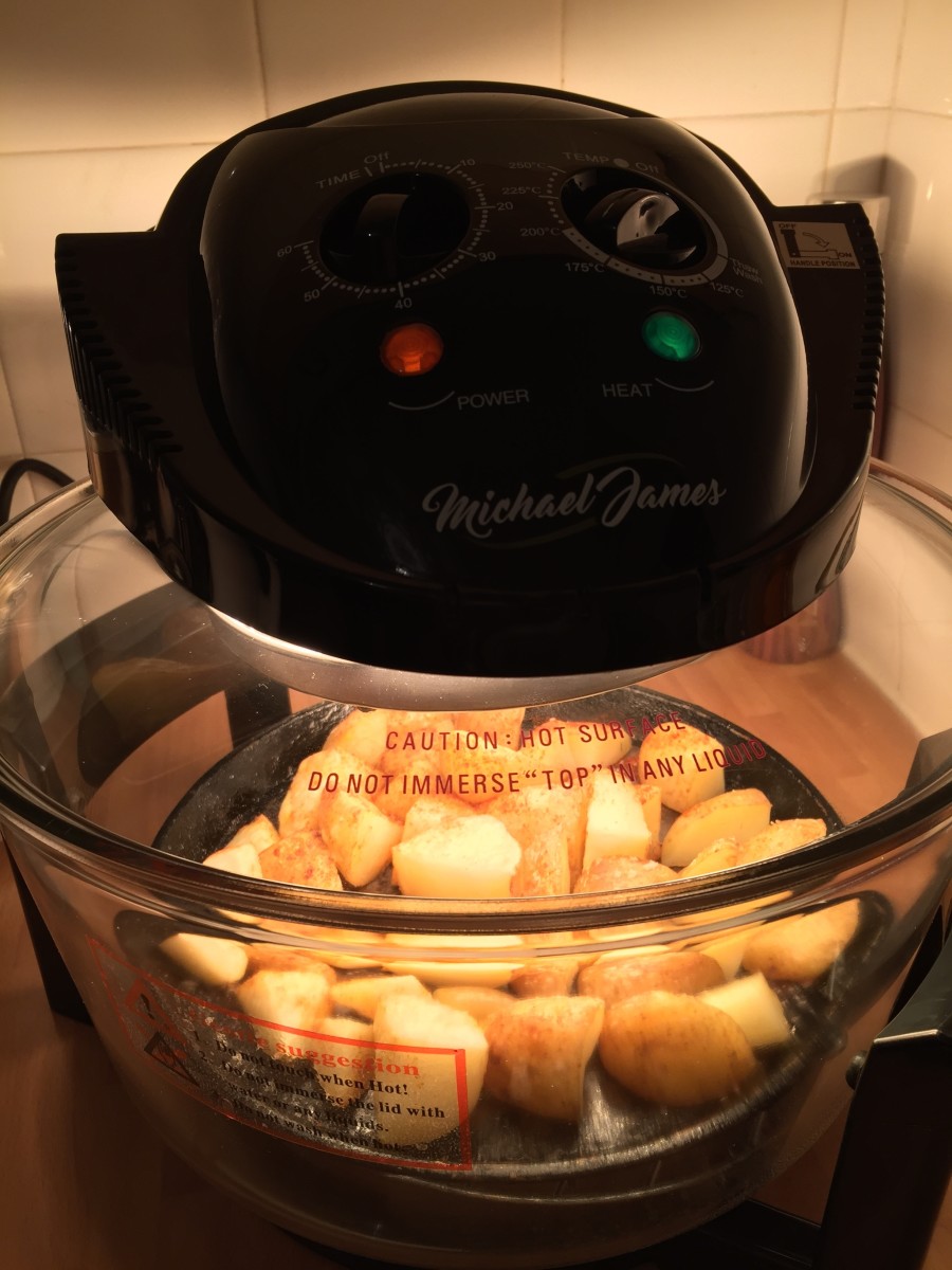 Cooking potatoes.