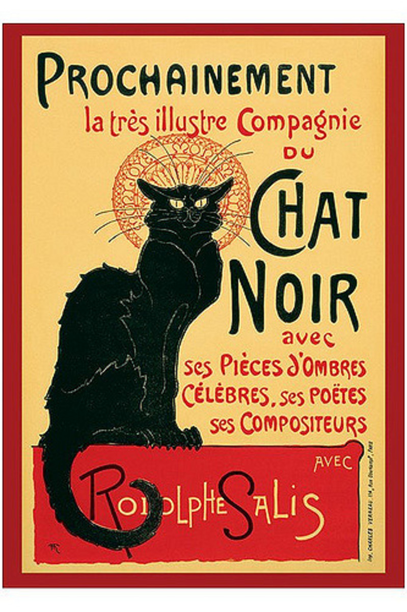 Poster with a black cat in it.