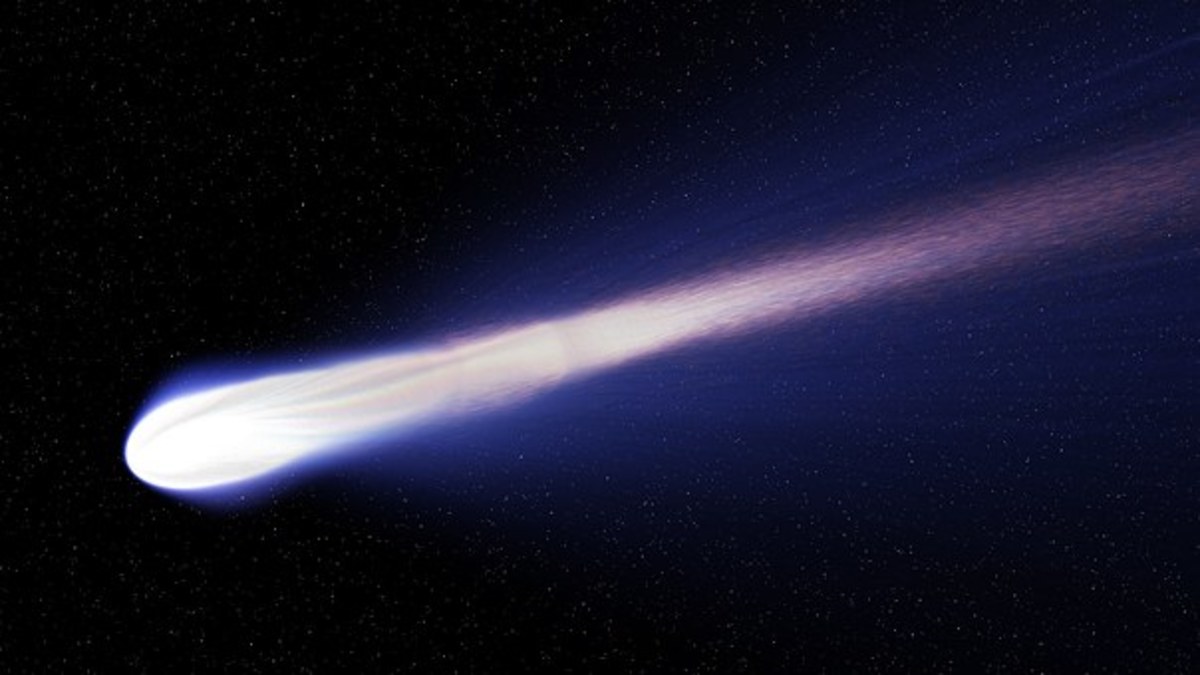 A comet flying through space