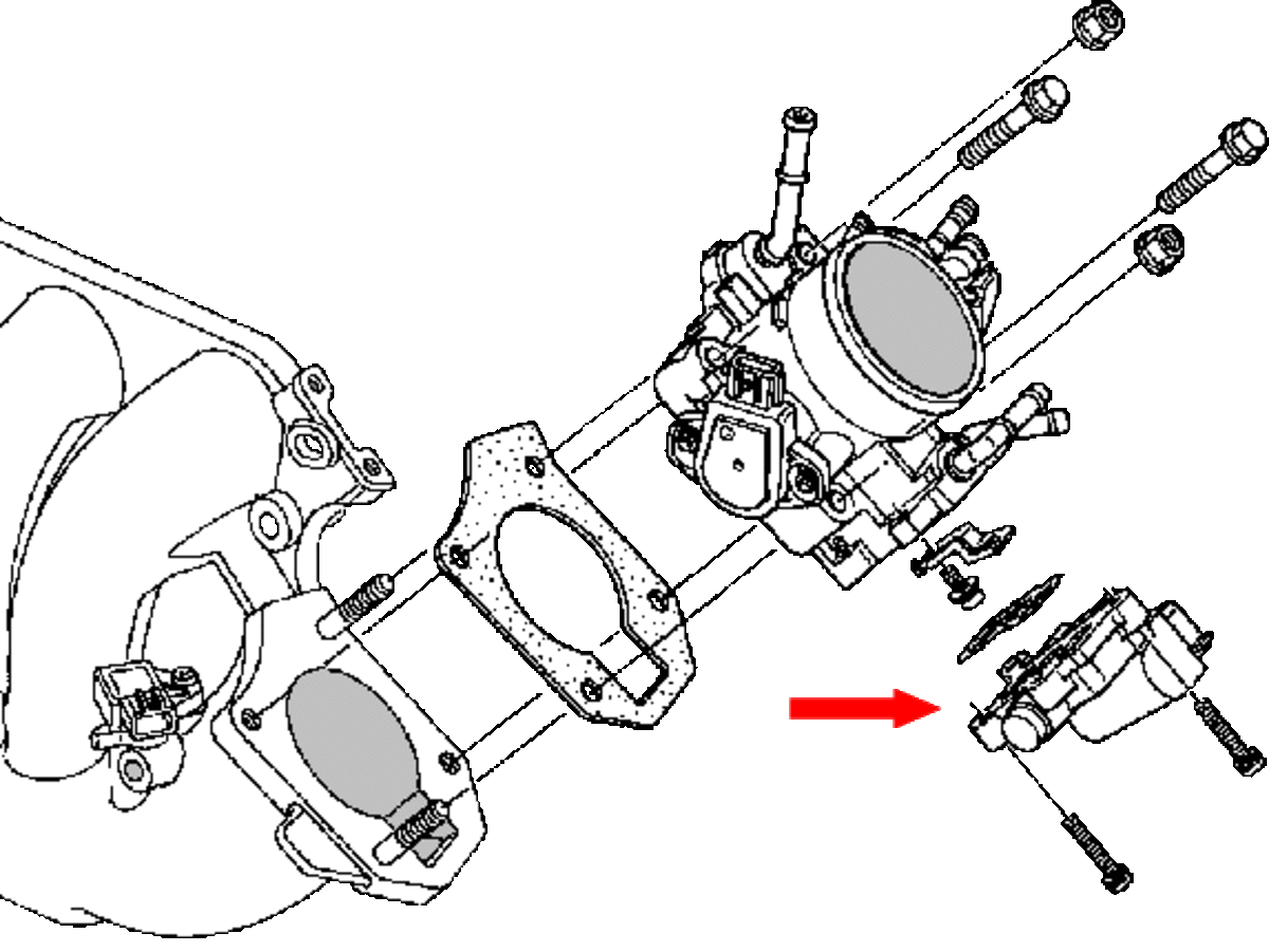 Location of IACV on typical Japanese vehicle.
