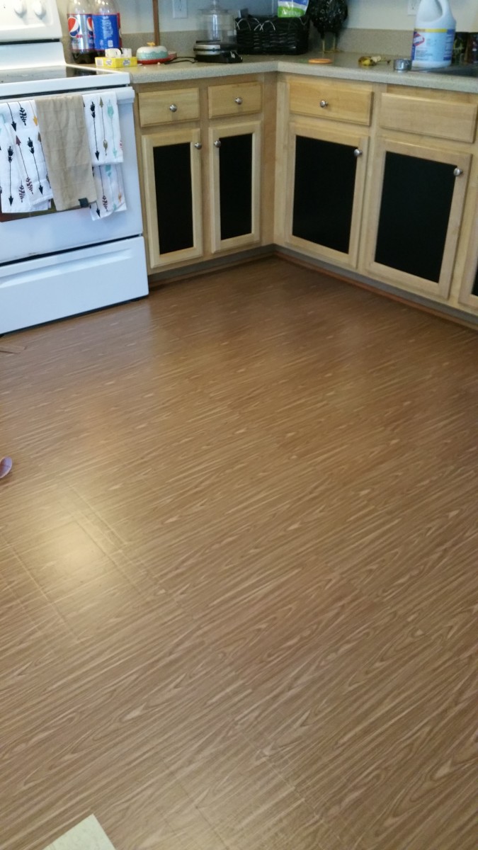 Contact paper flooring in our kitchen. 