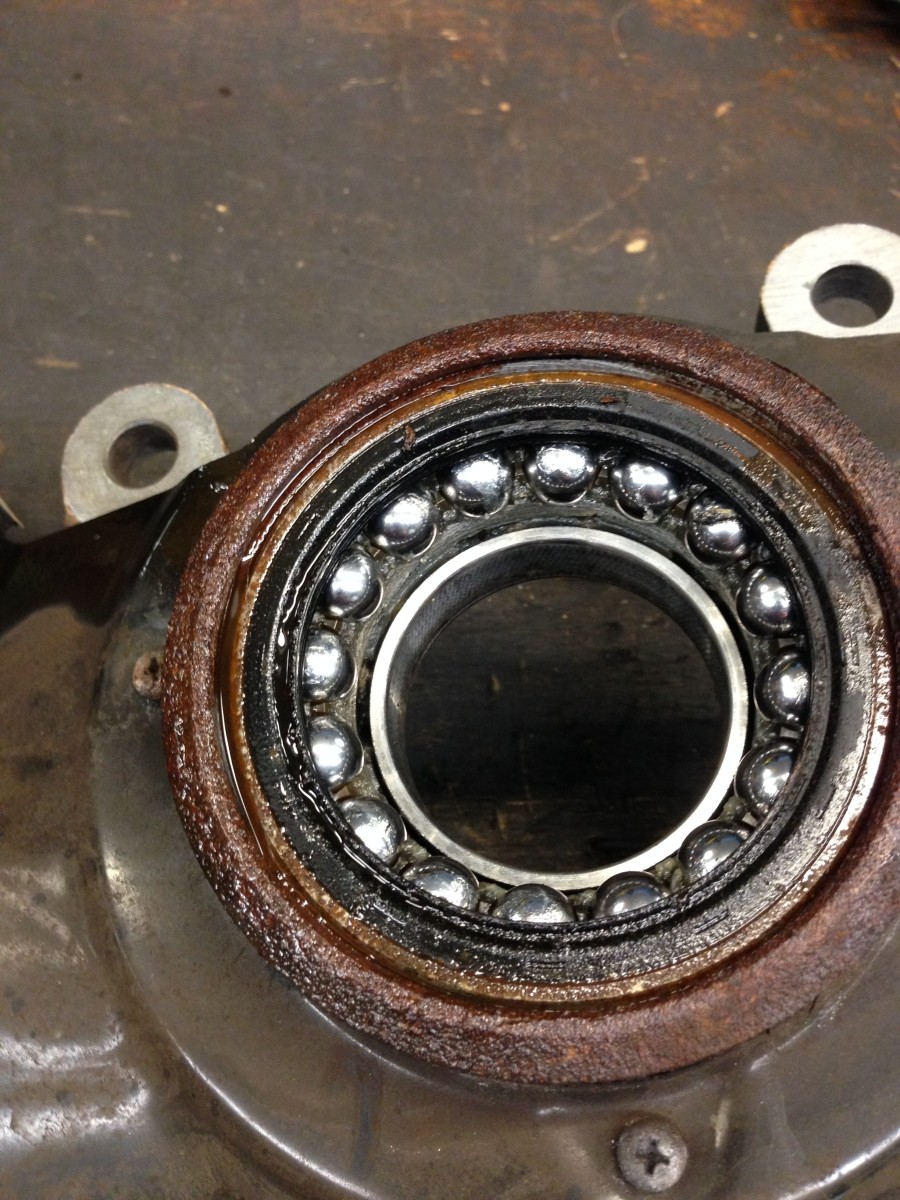 A bearing inside a hub.