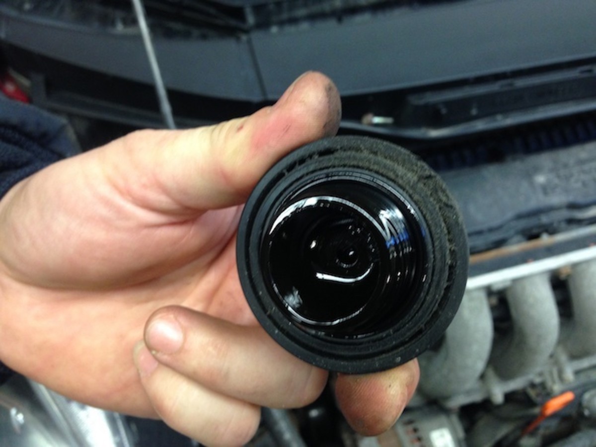 This oil cap o-ring is flattened and needs to be replaced. 