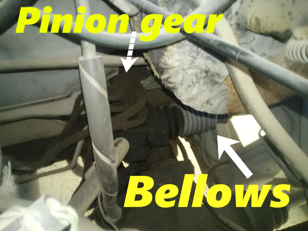 A pinion seal leak will show up in the bellows.