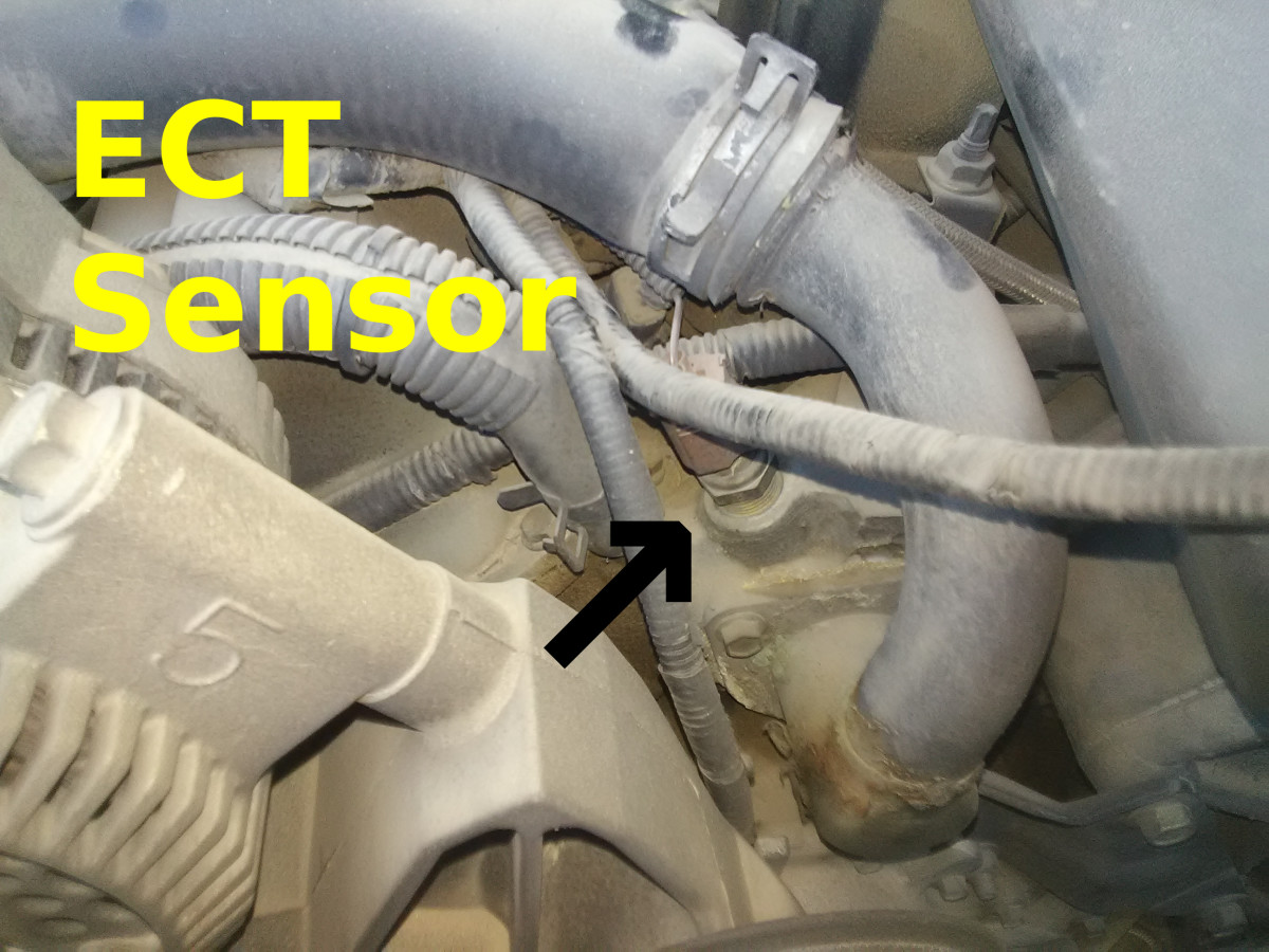 Check the ECT sensor's resistance values if you suspect a fault.