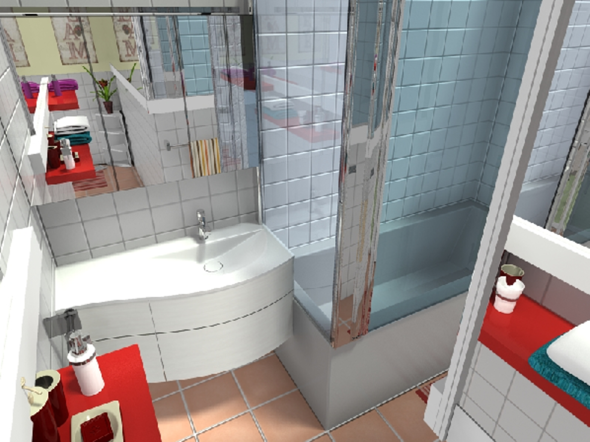 Interior design of a small bathroom created with interior design software.