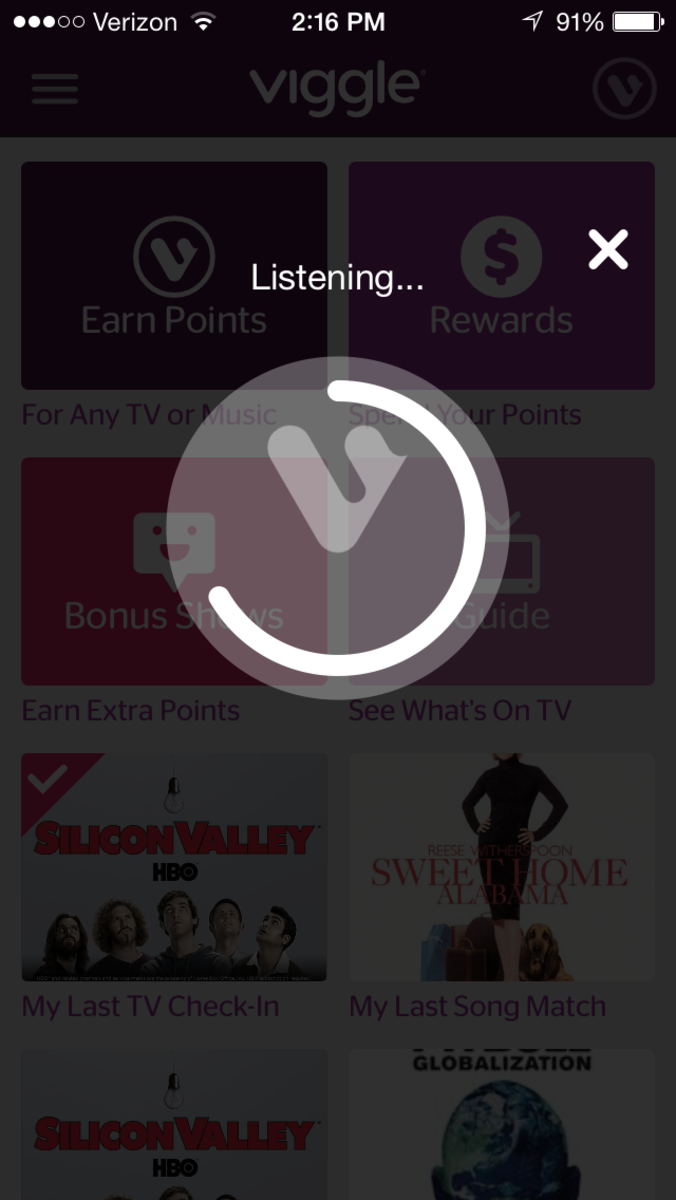 Don't be surprised if it takes a few tries for Viggle to recognize a show.