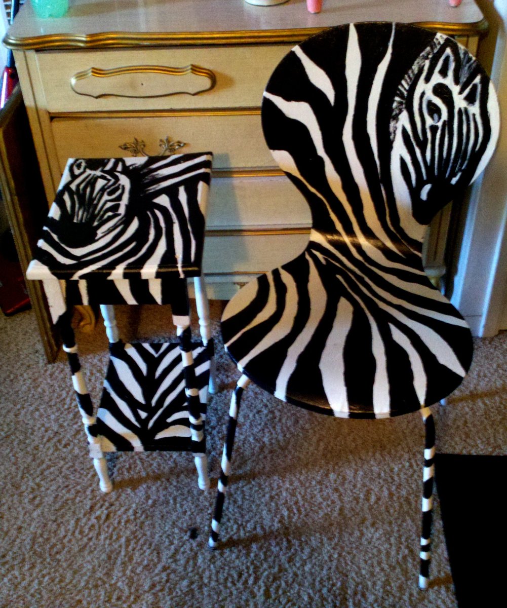 "After": Restored zebra-style furniture