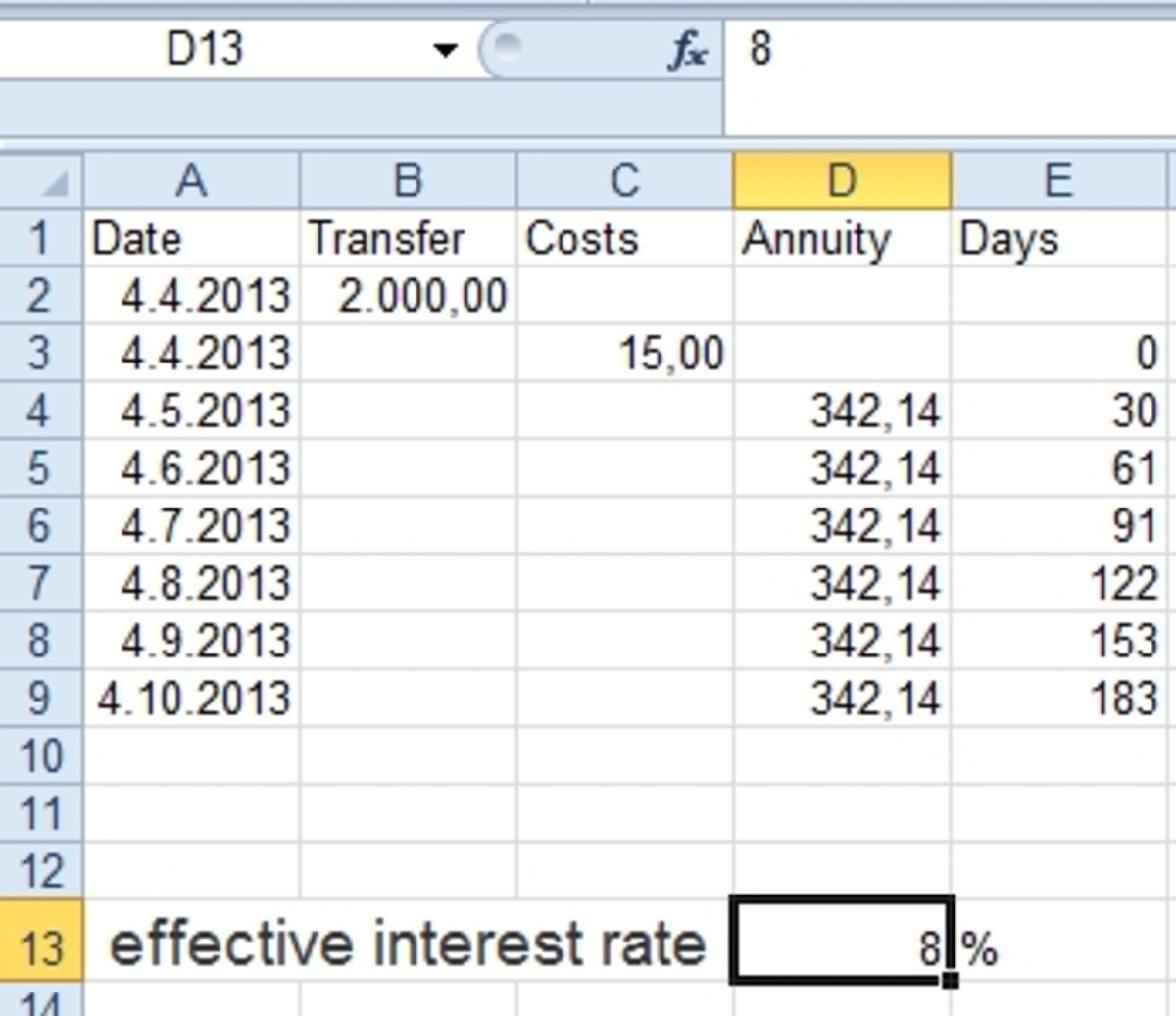 How to Calculate Effective Interest Rate and Discount Rate Using Excel