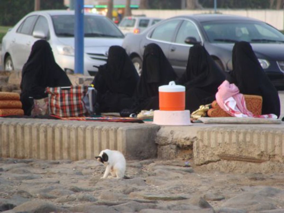 Saudi Women Sun Bathing by the Red Sea