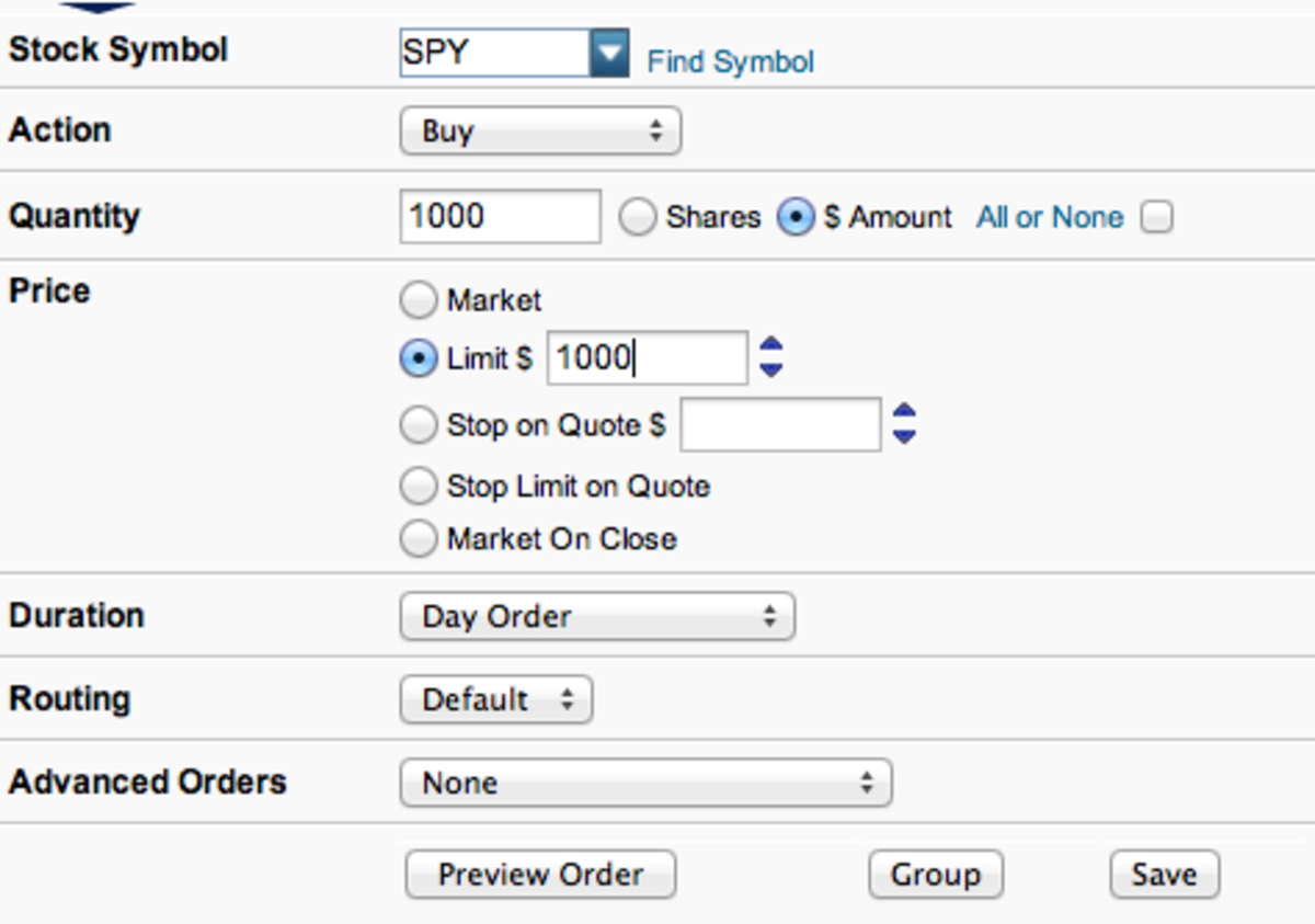 Online order entry example. Dollar amount will be rounded up or down to full shares.