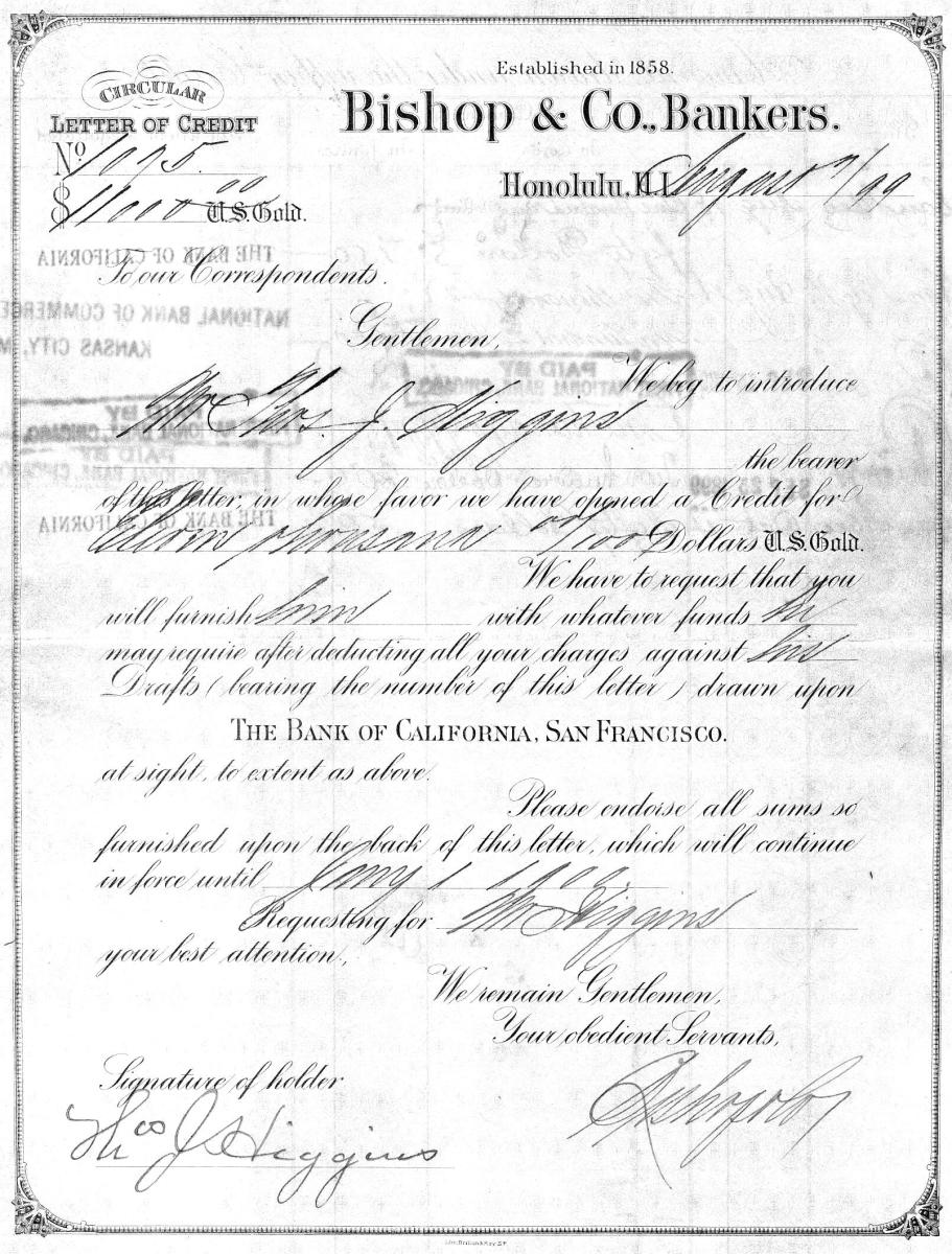 An early example of letter of credit