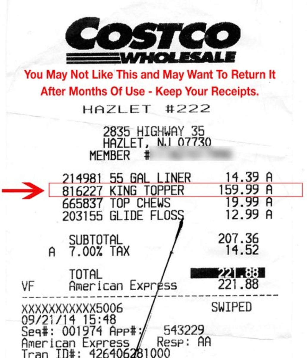 Always save receipts, especially on large purchases