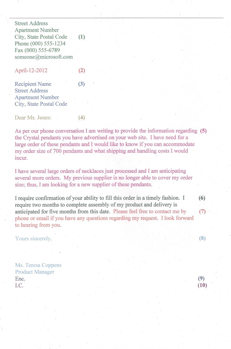 Format For Writing A Business Letter Example