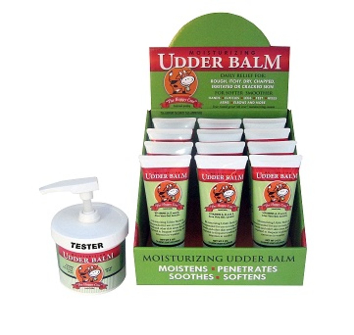 Originally used by dairy farmers to soften and protect cows` udders from weather extremes and milking, Happy Cow Moisturizing Udder Balm is the original formula that was developed and manufactured by the Qualis Corporation.