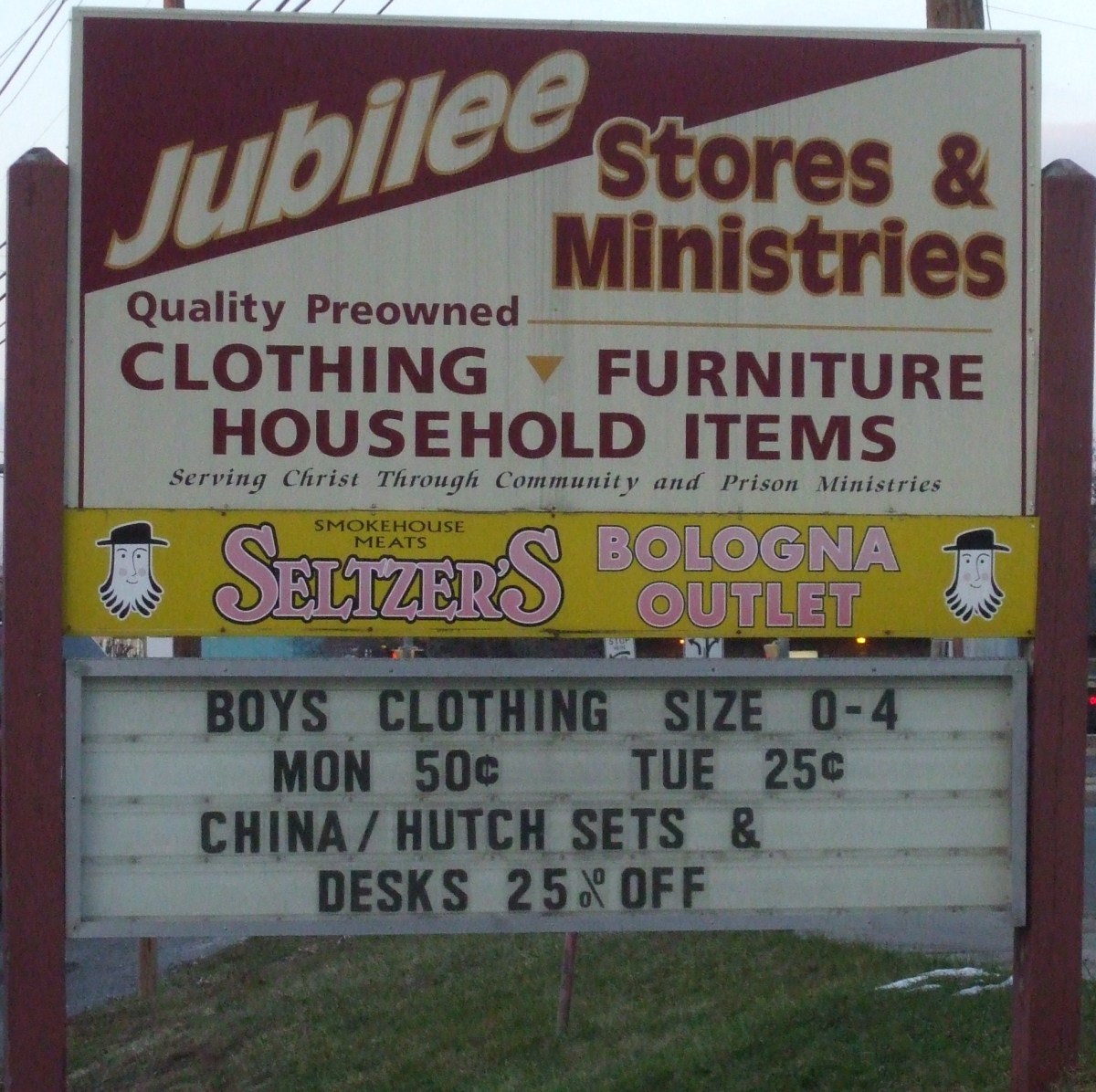 The sign outside the main Jubilee thrift store in Lebanon city.