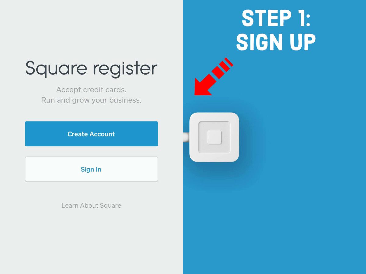 The sign-up screen for a Square account