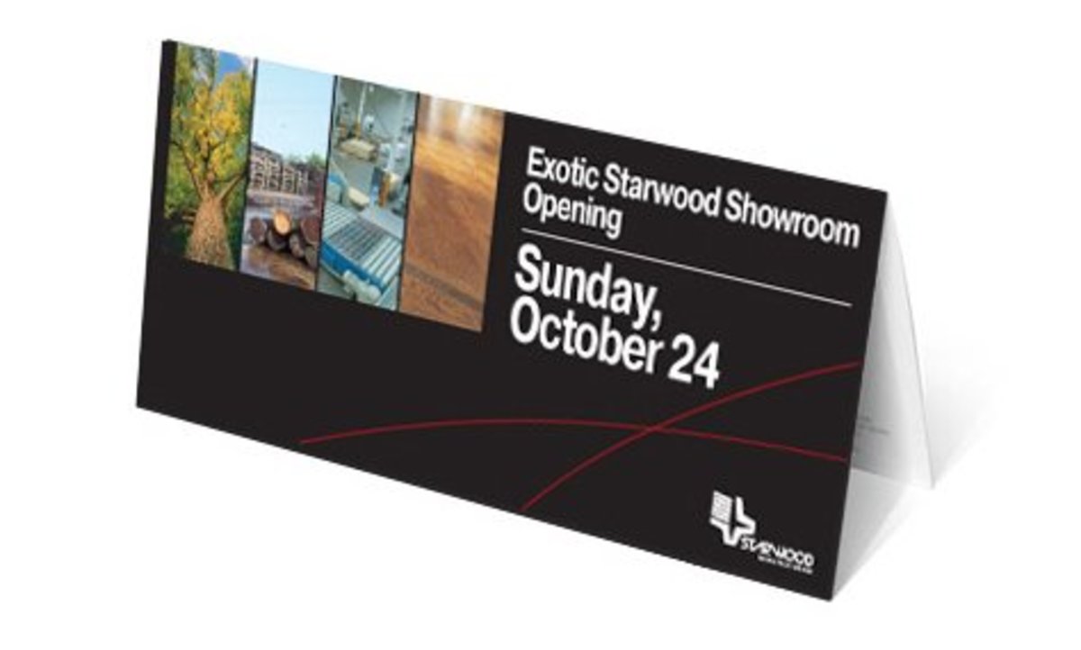 A simple flyer or a bi-fold is adequate for exhibitions. 