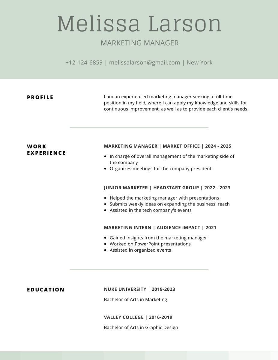 This resume template and design looks decent from afar. But it is missing some key elements. Can you see them?