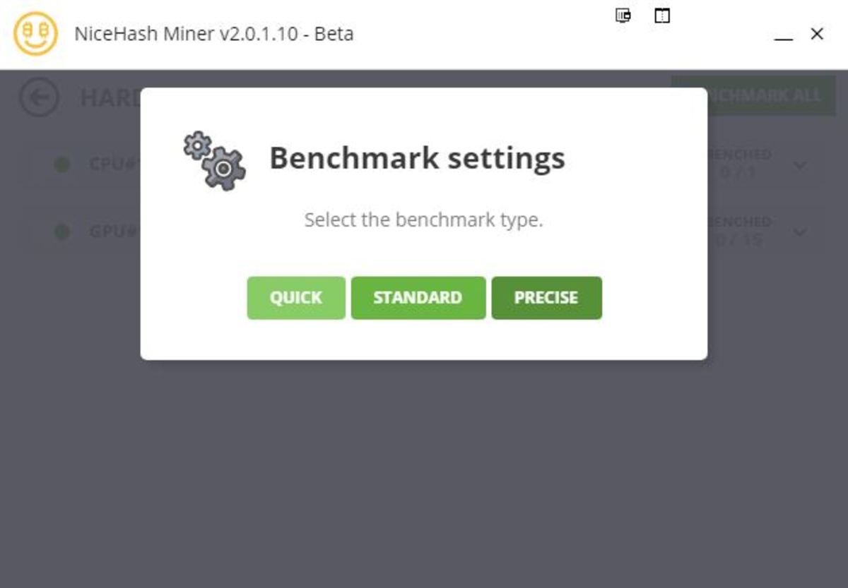 NiceHash miner benchmark settings