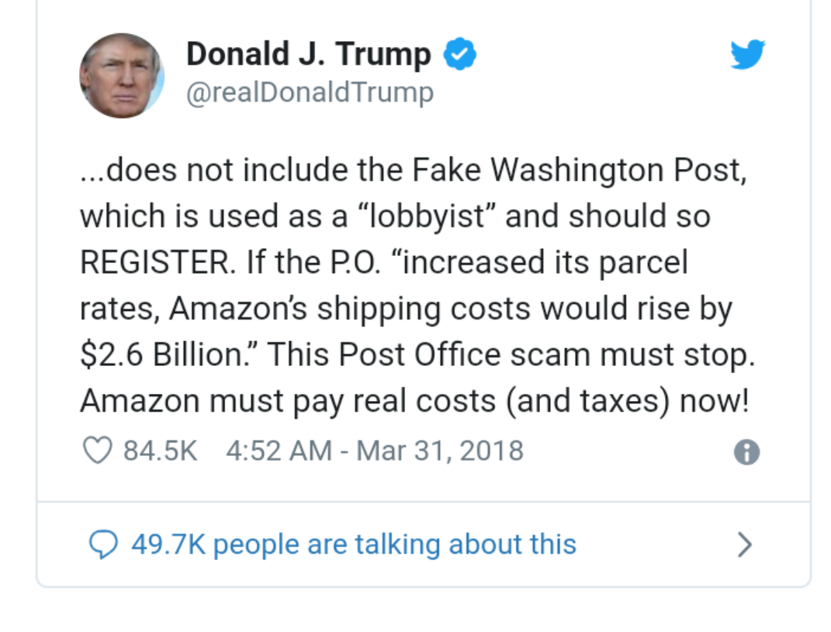 Donald Trump may be a hyperbolic bag of wind on many issues, but on the subject of Amazon manipulation of the Postal Service he seems close to the mark.