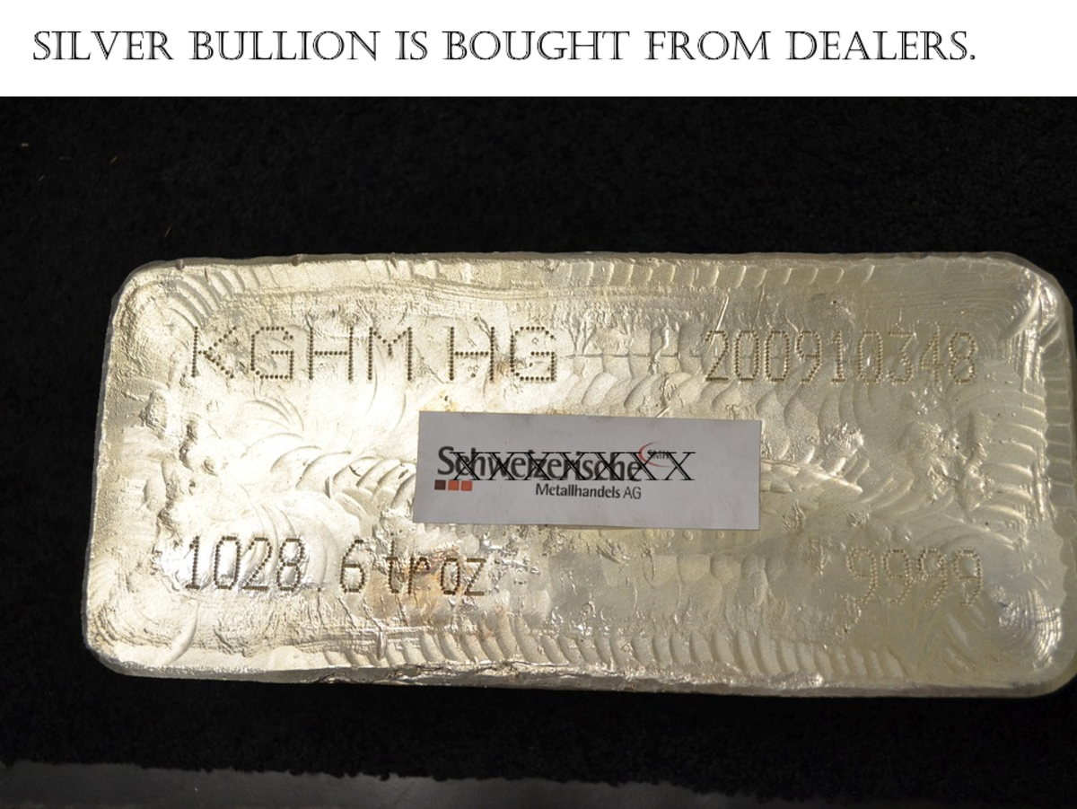 Silver bullion is bought from silver bullion dealers. Not all governments permit the sale of bullion.