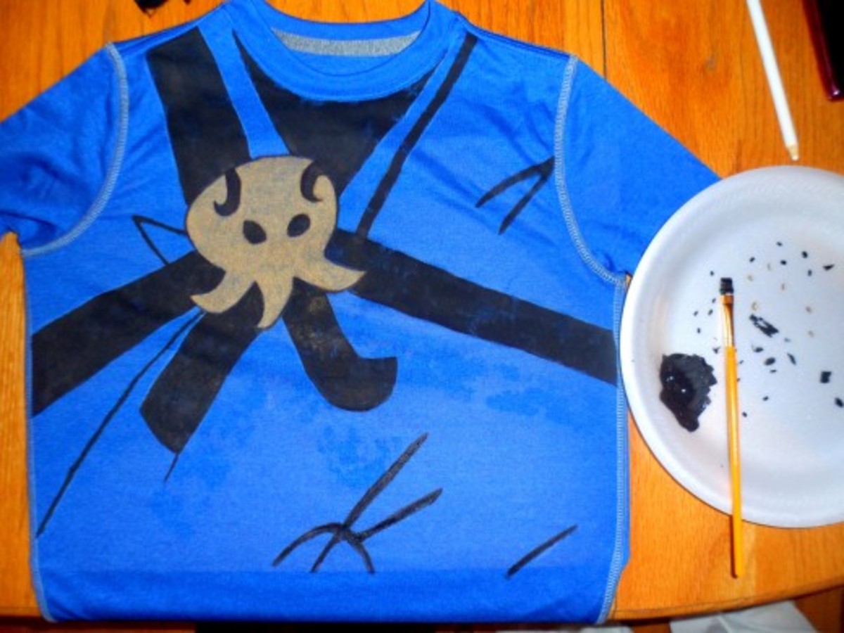 Our finished Ninjago Jay shirt.
