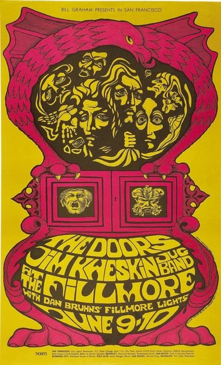The Doors Fillmore West Concert Poster Bill Graham 1967 BG-67 Poster Art and Graphic Design by Bonnie MacLean Vintage Pop Art