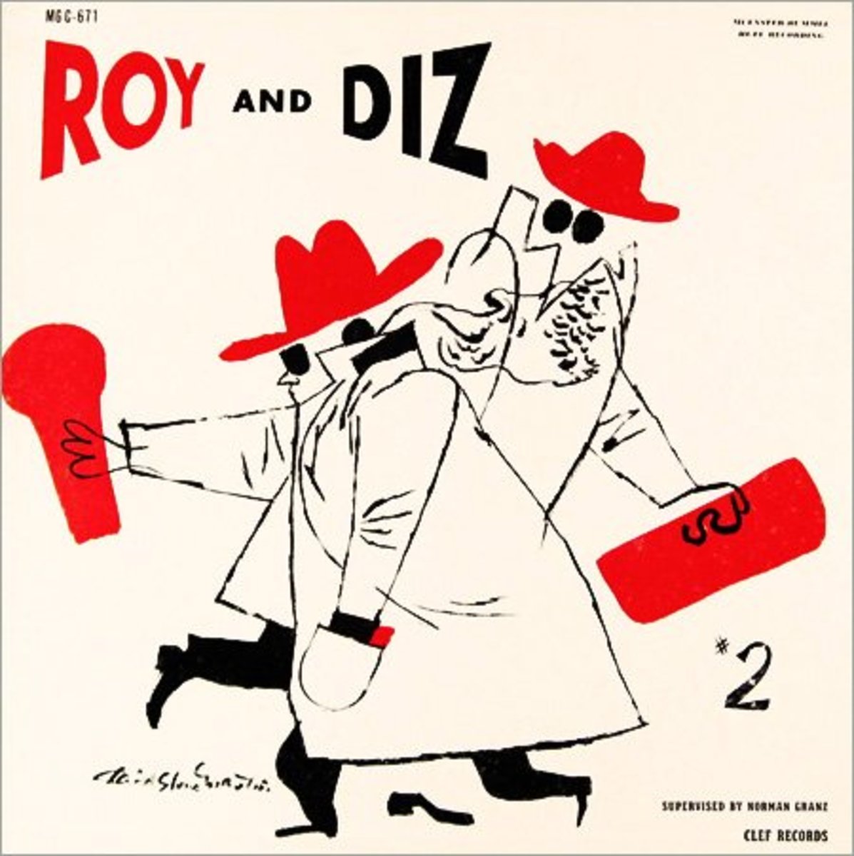 Roy Eldridge Dizzy Gillespie "Roy and Diz," Clef Records MG C 671 12" LP Vinyl Record (1955). Album cover art by David Stone Martin.