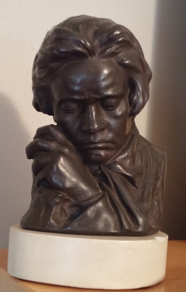 This bronze sculpture rests on my grand piano inspiring me to practice the masters' 32 piano sonatas.
